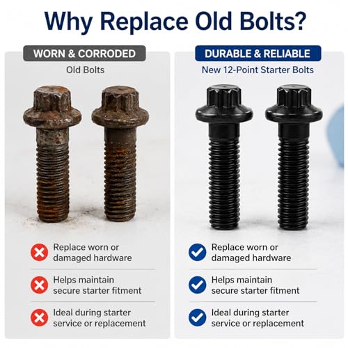 6 PCS Starter Mounting Bolts 3903834 Compatible with Dodge Ram 2500 3500 4000 Cummins 5.9L Diesel 2003-2006, 12 Point Starter Motor Mounting Bolt Kit, Replace 3903834 4429834