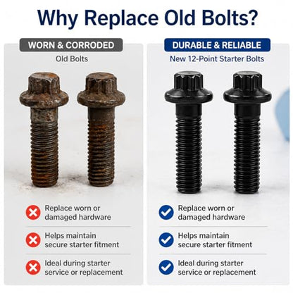 6 PCS Starter Mounting Bolts 3903834 Compatible with Dodge Ram 2500 3500 4000 Cummins 5.9L Diesel 2003-2006, 12 Point Starter Motor Mounting Bolt Kit, Replace 3903834 4429834