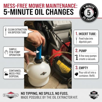 Briggs & Stratton 5431K Oil Extractor Kit - Genuine OEM No-Spill Pump for Mowers, Tractors & Generators, 4.0-Liter Capacity - size: 4L