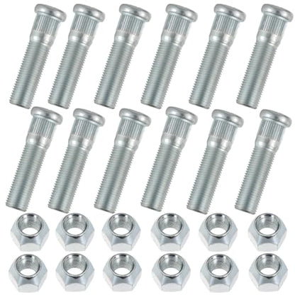 12Sets Trailer Studs with Nuts 1/2"-20 for 2000-3500 lb – 0.54" Spline, 0.69" Head, 2.2" L