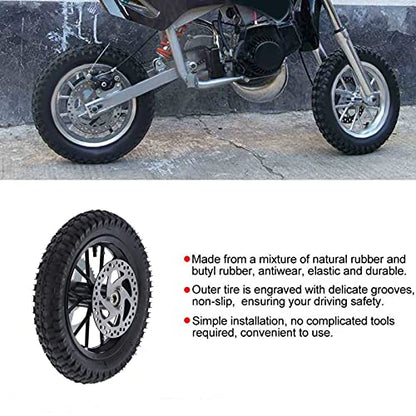 Acouto Pocket Bike Rear Wheel 12.5x2.75in for Coolster 2 Stroke Mini Dirt Bike QG50 Rear Back Wheel Tire Rim Disc Brake Assembly