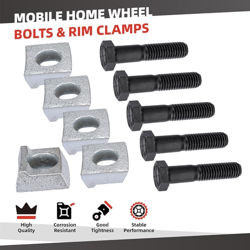 5 Pack Mobile Home Wheel Rim Bolts & Clamps, Durable Hardware Hexagon Bolt Replacement Axle Trailer Wheel Bolts and Wedges