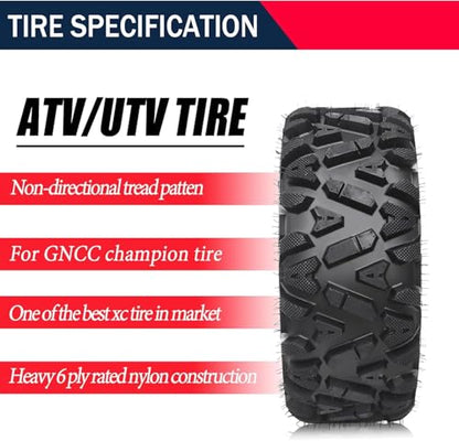 Garvee Set of 4 ATV UTV Tires 26x9-12, 6 PR Tubeless All-Terrain Tires for Mud, Dirt, Desert, Rock - Replacement Tires - size: 26x9-12 & 26x9-12, style: Pattern A