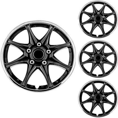 Akcsport Premium Hubcaps Wheel Covers for Toyota Nissan Kia Volkswagon 15 inch to 17 inch (Black JDM, 17 Inch) - size: 17 Inch, style: Black JDM