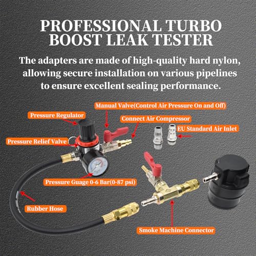 19PCS Turbo System Leakage Tester Kit, Turbo Boost Leak Tester - size: 19pcs