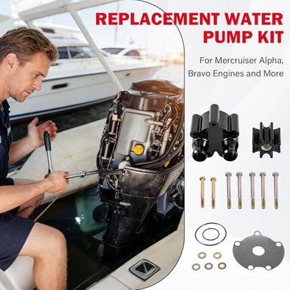 807151A14 Sea Water Pump Housing and Impeller Repair Kit Replacement for Mercruiser Bravo Engines Water Pump - Replaces Sierra 18-3150, Quicksilver 807151A14, Mercury 46-807151A14, 46-807151A7