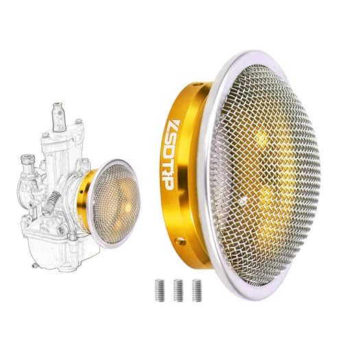 Carburetor 55mm Velocity Stack Air Filter Clean CNC Aluminium Alloy with SUS304 Mesh For PWK32-34mm Carb(Gold,55mm-H20) - color: Gold, size: 55mm
