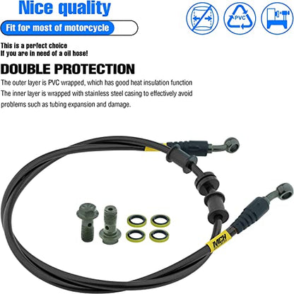 Motorcycle Hydraulic Brake Oil Hose - 28 28 Degree M10 Braided Steel Brake Clutch Oil Line Pipe for Dirt Bike Enduro Motocross Black 400mm/15.75" - size: 400 mm, style: 28 28 Degree