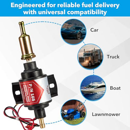 CarBole 6 Volt Electric Fuel Pump 5-9 PSI, 25-30 GPH for Gasoline Engines - size: 6V 5-9 PSI Gasoline Pump