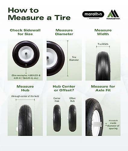 Marathon 8x1.75" Semi Pneumatic Tire on Wheel with Offset Hub