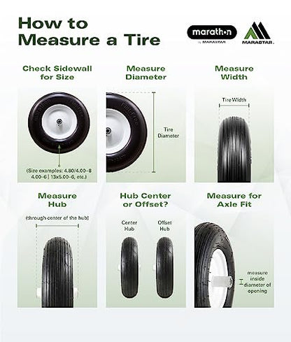 Marathon 8x1.75" Semi Pneumatic Tire on Wheel with Offset Hub