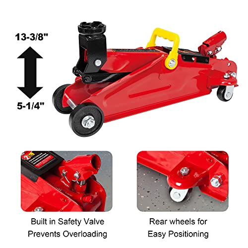 BIG RED T82040 Torin Hydraulic Trolley Floor Service/Floor Combo with 2 Jack Stands and Rolling Garage/Shop Creeper, 2 Ton (4,000 lb) Capacity, Red - size: 2 Ton (4,000 lb) 3pcs Combo