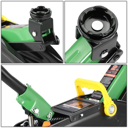 DNA MOTORING Low Profile Hydraulic Trolley Service/Floor Jack, 2 Ton (4000 lbs) Capacity, Lifting Range 5.1"-13", Green, TOOLS-00474-GR - color: Green, style: 2 ton