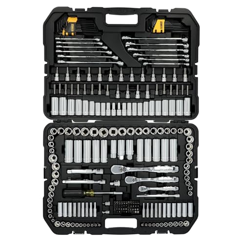 DEWALT Mechanic Tool Set, 247-Piece, 1/4 in., 3/8 in. and 1/2 in. Drive, SAE, Ratchets, Sockets, Hex Keys, Combination Wrenches, Polish Chrome Finish (DWMT81535) - style: 247 pc