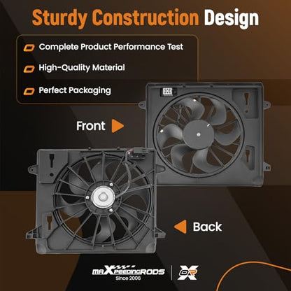 maXpeedingrods Engine Radiator Cooling Fan Assembly for Jeep Wrangler JK V6 3.8L 2007-2011 - size: 68039594AA