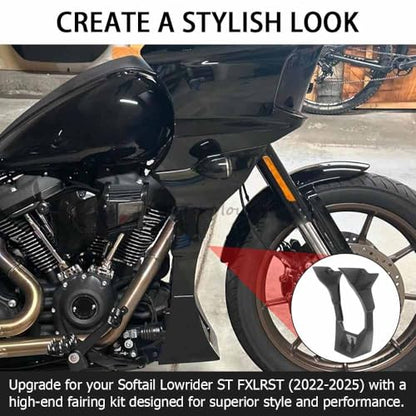 Motorcycle Fairing Chin Spoilers Cover Kit Fits for Harley Softail Low Rider FXLRST 2022-2024 and FXRST 2022,Fairing Support Side Panel (Unpainted Black) - color: Unpainted black
