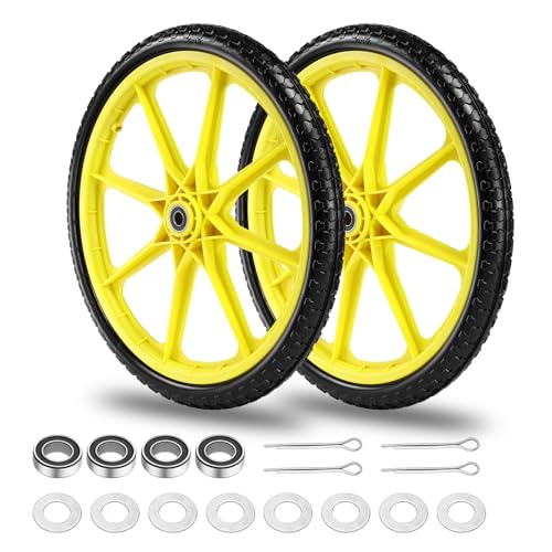 20" Flat Free Tire and Wheel with 3/4" & 5/8" Bearing, 2 Pack - color: Yellow