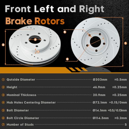 BETTHAND Front And Rear Brake Pads And Rotors Compatible With Ford, Mazda - size: 680272*2+680271*2+D1047-7950+D1055-7961