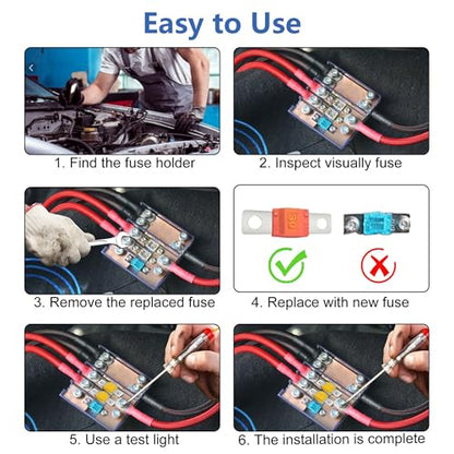 20pcs AMI Midi Fuse High Current Bolt-on Fuse Set Copper Plated for Automotive Marine Truck RV with Assorted Ratings(30A, 40A, 50A, 60A, 70A, 80A, 100A, 125A, 150A, 175A) Fits 32V Electrical Systems. - size: Mixed