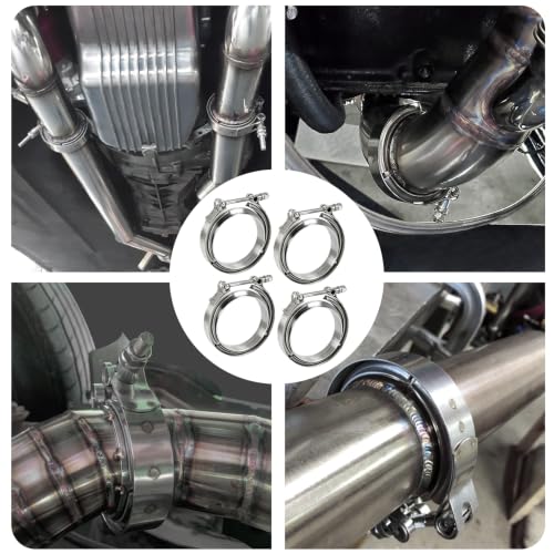 4" V-Band Flange Clamp Kit W/Ridge 4PC Stainless Steel For Exhaust Downpipe - size: 4.0"