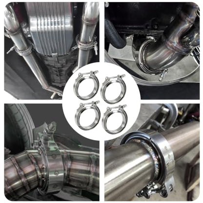 4" V-Band Flange Clamp Kit W/Ridge 4PC Stainless Steel For Exhaust Downpipe - size: 4.0"