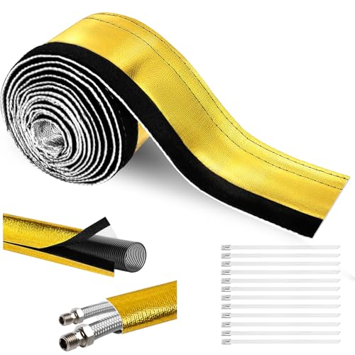 Wire Heat Shield Wrap for Car Hose Lines, 2.2" I.D. x 3.3FT, Gold - color: Gold, size: 2.2" I.D. x 3.3FT