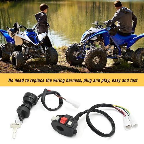 4KB-83973-00-00 Start Stop Headlamp Switch and Ignition Key Switch, Replacement for Yamaha ATV Bear Tracker 250 YFM250X 2002 2003 2004, Replaces 4XE-82510-00-00