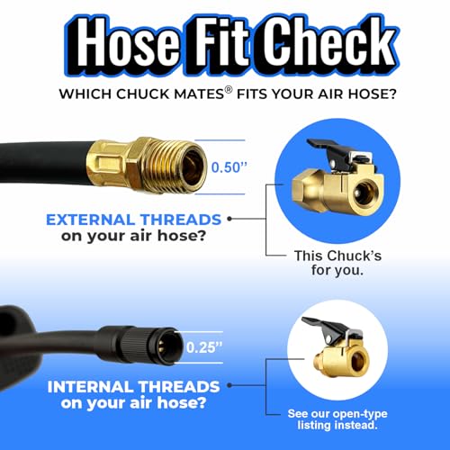 Chuck Mates Premium 1/4" NPT Quick-Connect Tire Chuck, Closed-Flow (1 Pack) - size: 1 Pack NPT Closed-Type
