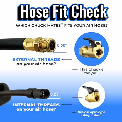 Chuck Mates Premium 1/4" NPT Quick-Connect Tire Chuck, Closed-Flow (2 Pack) - size: 2 Pack NPT Closed-Type
