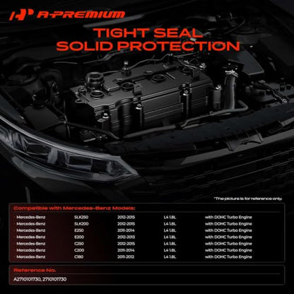 A-Premium Engine Valve Cover with Valve Cover Gasket Compatible with Mercedes-Benz C180 2011-2012, C200/E250 2011-2014, C250 2012-2015, E200 2012-2013, SLK200/SLK250 2012-2015, L4 1.8L