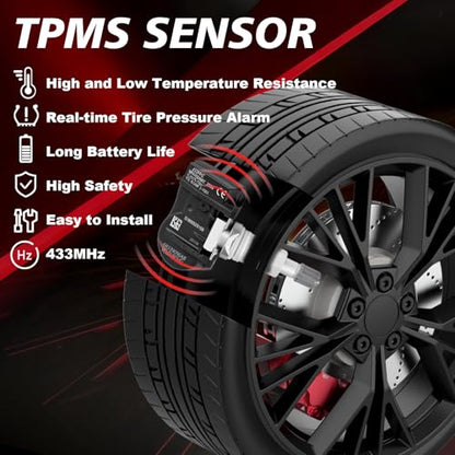 Pre-Programmed Tire Pressure Monitoring Sensor 433MHz TPMS Sensor Compatible with Jeep 2021-2024 Grand Cherokee Gladiator Wrangler, for Maserati Grecale 4PCS Replace 68339096AB 68339096AA