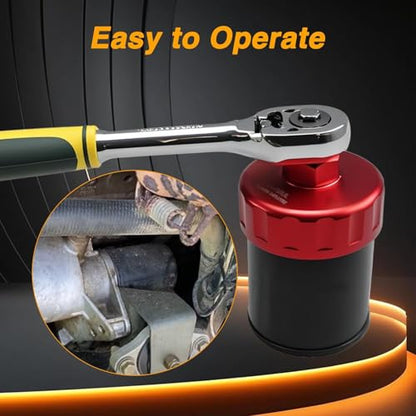 EVRBUL Aluminum Oil Filter Wrench 64.4mm 14 Flutes Compatible with Polaris Ranger RZR XP ATV UTV, Heavy-duty Oil Fuel Cap Wrench Removal Tool for 2540086 2520799 Oil Filter Replace# 2830550