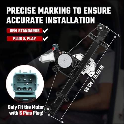 751-394 Front Driver Side Power Window Regulator with Motor (with Express Up Or Down & 6 pins) Compatible with Nissan Sentra 2013-2019, Replace 80721-3SG0A - size: Front Left, style: 751-394
