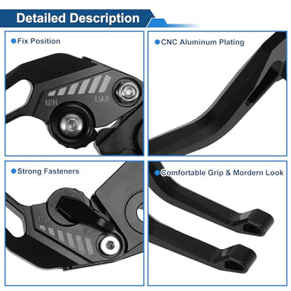 Short Brake Clutch Levers for Kawasaki Z900 2025 Solid Black