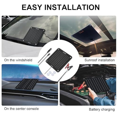 ECO-WORTHY 10W Solar Car Battery Charger Maintainer 12V Waterproof Portable Solar Trickle Charger for Car Truck Boat Lawn Mower RV Trailer Tractor ATV Utility Vehicle Battery (Pack of 2) - size: 10W (Pack of 2)