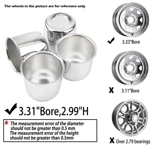 4Pcs 3.31" OD 3.03" H Push Through Trailer Wheel Center Cap for Rim - color: Chrome, size: 3.31" Hub 2.99" H