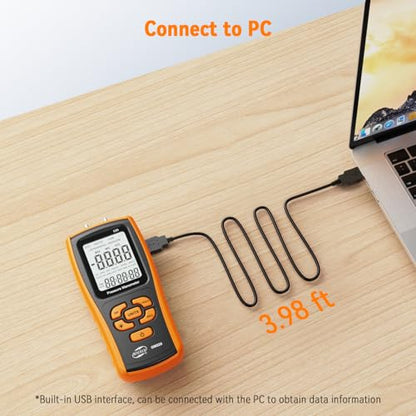 Digital Manometer Gas Pressure Tester, Professional Air Pressure Meter, Differential Pressure Gauge for HVAC, Gas Valve (GM520)