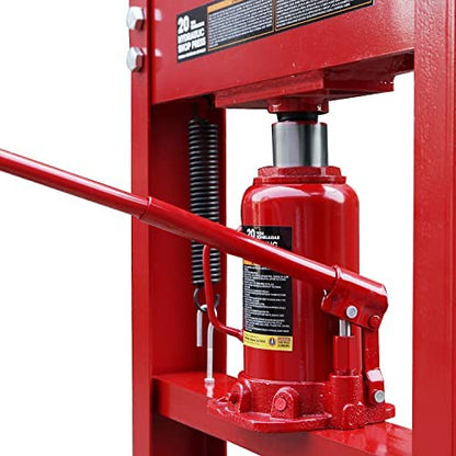 Big RED ATY20011R Torin Steel H-Frame Hydraulic Garage/Shop Floor Press with Stamping Plates, 20 Ton (40,000 lb) Capacity, Red - size: 20 Ton (40,000 lb)