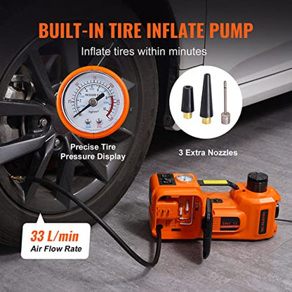VEVOR Electric Car Jack 5 Ton with Electric Impact Wrench & Inflator Pump
