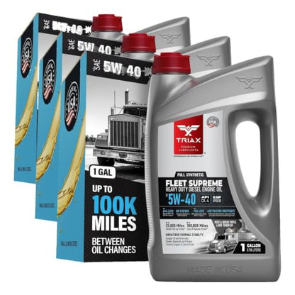 Triax Fleet Supreme ESP 5W-40 API CK-4 Full Synthetic Heavy Duty Diesel Engine Oil | Moly Boron Friction Modified | Extended Drain (1 Gallon) (Pack of 3) - size: 1 Gallon (Pack of 3)