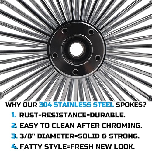 FatFlex 16" Rear Wheel Chrome Fat Spokes 3.5" Rim - color: 16" x 3.5" Chrome+Chrome+Chrome