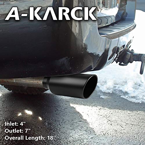 Exhaust Tip 4" Inlet to 7" Outlet, A-KARCK 4" Inlet 18" Long Exhaust Tailpipe Tip Black Coating Stainless Steel Bolt On Design - size: 4" to 7", 18" long, style: Black