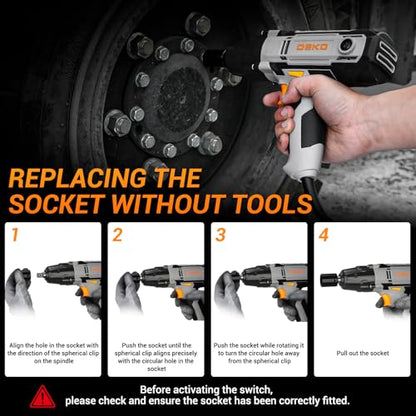 Electric Impact Wrench:DEKOPRO 4A Corded Impact Wrenches, 3600 RPM Electric Impact Driver Gun with 4 Sockets for Automotive & Equipment Maintenance