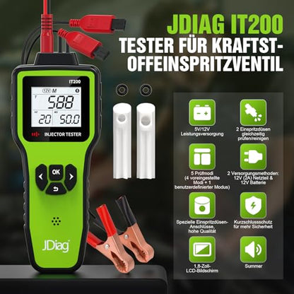 JDIAG Universal Fuel Injector Tester Cleaner Kit, Fuel Injector Tester