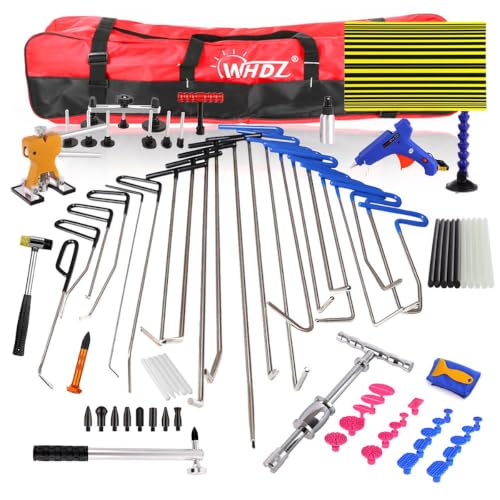WHDZ 85pcs Paintless Dent Repair Rods Kit Car Dent Remover Kit Dent Lifter Dent Hail Removal Repair Tools Tabs Tap Down Line Board Auto Dent Kit Dent Puller - color: Dent remover kit (ABC2)