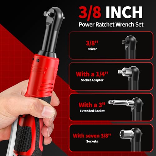FULLYEA Cordless Electric Ratchet Wrench Set,45Ft-lbs,550 RPM Power Ratchet