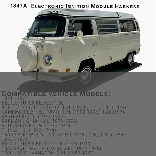 1847A Electronic Ignition Module Waterproof Compatible with Volkswagen VW Bosch 009 1971-1983 Beetle Karmann Ghia Squareback Transporter Rabbit Dasher Scirocco Vanagon Jetta 412 1.6L-2.0L - size: 1847A