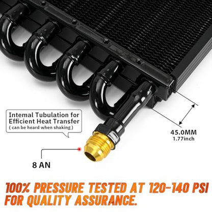 Universal 1/2" Transmission Oil Cooler Aluminium alloy 16 Pass Tube & Fin Black Compatible with 1/2" transmission cooler lines - color: Black, size: 16 Pass