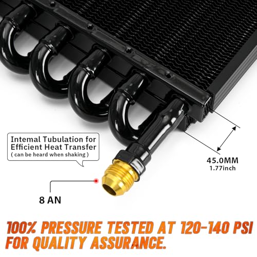 Universal 1/2" Transmission Oil Cooler Aluminium alloy 16 Pass Tube & Fin Black Compatible with 1/2" transmission cooler lines - color: Black, size: 16 Pass