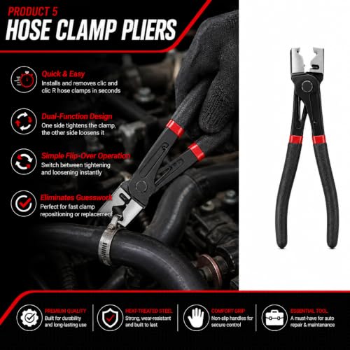 Electrical Disconnect Pliers Kit, 8Pcs Auto Kit: Connector/Hose/Plug Pliers, Pin Remover, Separator, Spring Clamp, U-Clip Pry Bar & Hose Removers for Car & Home Repairs. Great Gift & DIYers w/Case